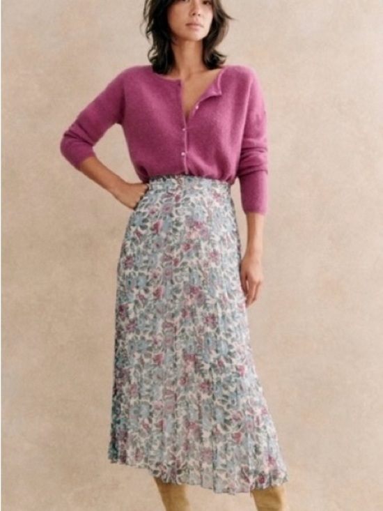 Sezane Dresses & Skirts - Sézane Women’s Dune Floral Maja Pleated Midi Skirt Size 34 (2)